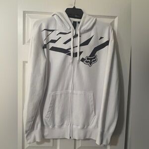 Vintage Y2K Fox Racing White and Black Zip Up Hoodie